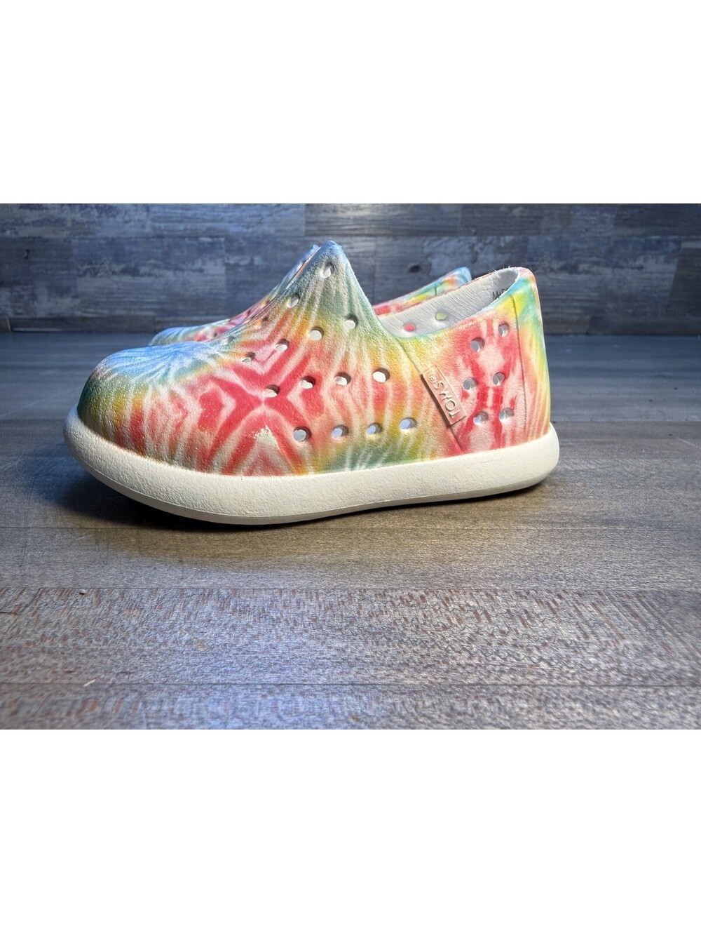 Toms Tiny Alpargata Mallow Molded Slip On Shoes In Vibrant Tie-dye (sh4/cp)